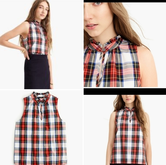 J.‎ Crew Ruffle Neck Poplin - Picture 1 of 3